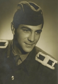 Husband Adolf Večeřa as a soldier in 1955