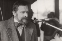 Horse auctioneer in Jablunkov around 1988