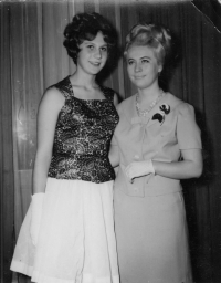 Witness (right) with her sister Stanislava at a fashion show in Repre, 1967