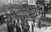 Witness took pictures of the filming of Most u Remagenu from the window of their house on II. náměstí in Most, summer 1968