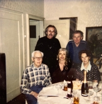 Family celebration at Kubik's. The witness is standing on the right next to his younger brother. Sitting on the left is the witness's father Jan Kubík