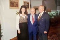 With Professor Abdelhadi Tazi from the Royal Academy of Sciences (centre) and witness´s daughter Markéta Sattranová at the residence of the Czech Embassy in Rabat. 1996