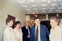 Mgr. Marie Zajíčková, Consul and Ambassadorial Council (left), the witness´s wife Milada Sattranová and the witness welcoming guests at the residence in Rabat. 1996