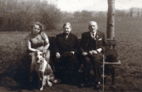 Jiřina Lukešová's mother Marie with her adoptive parents, Komenského sady in Ostrava, around 1950s