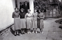 Anna Žátková (second from left) with her classmates from medical school / Brno / 1950s