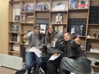 Students recording a radio reportage on Zoltán Czvengrosch, January 2024