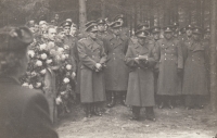 Unveiling of the memorial, which was made by the witness´s father, deep in the forest near Šluknov