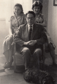 From left Helena Salfická, father Karel, sister Božena, Olomouc, 1962.