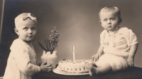 Vlastimil Pilous with his sister Sváťa, March 1, 1947