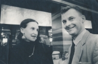 With Eva Holubová at the opening of the Tvrdohlaví group's exhibition, early 1989