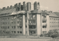 Burnt houses in Pankrác after the Prague Uprising, Prague, 1945