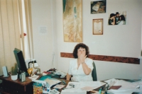 Adel Dianova at work. Hesed-Arieh Ukrainian Jewish Charity, early 2000s