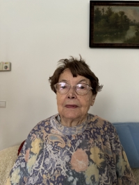 Marie Rudolecká in her flat at Zvonařka, January 2024