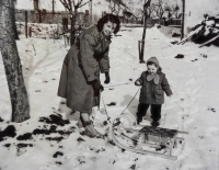 In the garden in winter with my daughter Irena