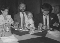 From the left: Anna and Libor Novákovi with daughter Eliška, cousin Zbyněk Rada and mother's brother Miloš Rada, Trutnov-Dolce in July 1982