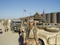 Václav Marhoul (front) on a mission in Basra, Iraq, 2000s