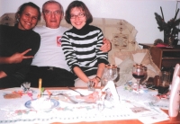 From the left: daughter Marie, father Václav Novák and daughter Eliška in Trutnov in January 2012