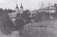 Historical photo of Skoky near Žlutice, where the witness spent a significant part of her life