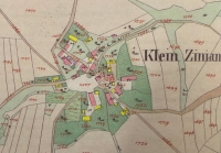 The village of Žiňánky shown on the map of the stable cadastre from 1840