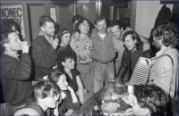 Václav Marhoul (top, fourth from right) during the Smoke completion party, April 1990