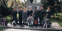 Otakar Mika as head of the Cheb district office during the unveiling of the Cheb Liberation Memorial with members of the US Army. Year 1991