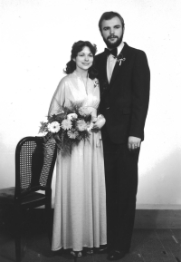 Newlyweds Anna and Libor Novák, Trutnov in January 1981