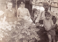 With my grandmother, mother and grandfather in Šaratice, 1960s