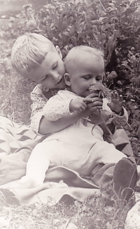 With my brother Karel, happy childhood before the death of my father, Mařatice, 1966