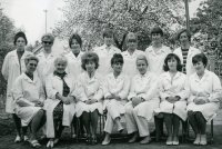 Staff of the eye care school in Ostrava where Antonie Tichopádová worked for one year after her maternity leave in the early 1960s. Antonie Tichopádová is standing centre in the back row