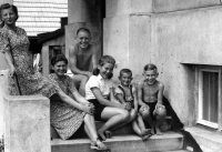 Olga Jaroňová (in white blouse), Drahotuše, around 1943