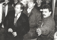 Václav Poláček (right) visiting Václav Havel in Jaroměř, 1990