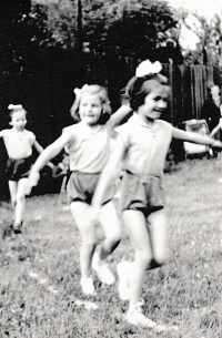 Gym class with Mrs. Randakova. Sokolovna in Plzeň - Nová Hospoda in 1954