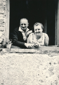 Uncle Evžen Plhon and aunt Mira, Spešov, August 1963