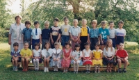 Hana Horodyská as a class teacher with her pupils, 1990s