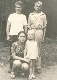 Jaroslava Hoťová (bottom right) with her father (top right) in Ukraine, ca. 1973