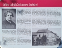 Commemorative plaque of Juliána Ludmila Zatloukalová-Coufalová in Svésedlice