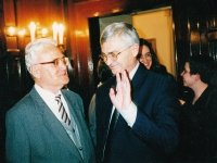 Nuri Sallaku, left, with Albanian President Rexhep Meidani / Prague / 2001