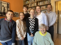 Marie Čálková with pupils involved in the project Stories of our neighbours, 2023