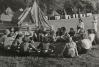 At summer camp, 1950