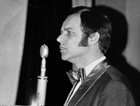 Karel Vlček singing at a ball in Lorec, 1965