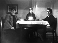 3rd birthday party. On the left great uncle Jan Zrzavý, on the right mother Božena Zrzavá, in the middle Michal Ambrož, 1957