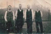 Father Miloslav Macek with uncles Josef Mükusch, Josef Lack and Johann Wenke