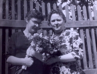 With her mother, after graduation, 1955