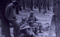 Vlasta Svobodová (centre) on a geological survey, 1970s