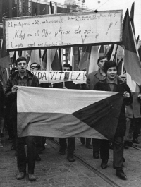 Protest in Prague on 28 October 1968, photo by Jan Wiedermann