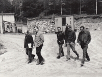 Helena Sallaku's father Bohumil Munzar / first from the left / construction of the Tatrovice dam / 1960s