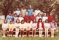 With pupils of the primary school on Svatý Kopeček near Olomouc, 1980