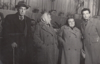 Father František Chládek (left) with his mother Anna Chládková (second from right), 1967