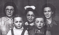 Anna Vaňátová (back centre) with her siblings and mother at the time when her father František Chládek was imprisoned by the communists