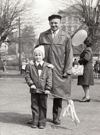 Josef Retr, father of the witness, with his grandson Daniel Vitvar, 1970s